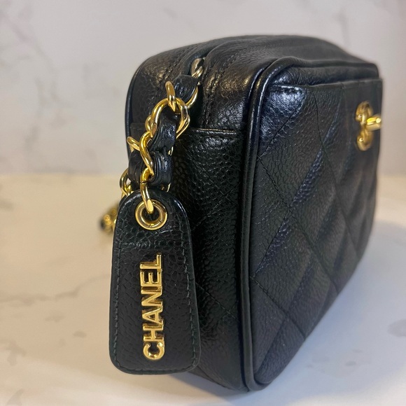 SOLD Vintage Small Chanel Black Caviar Camera Bag - Picture 2 of 16